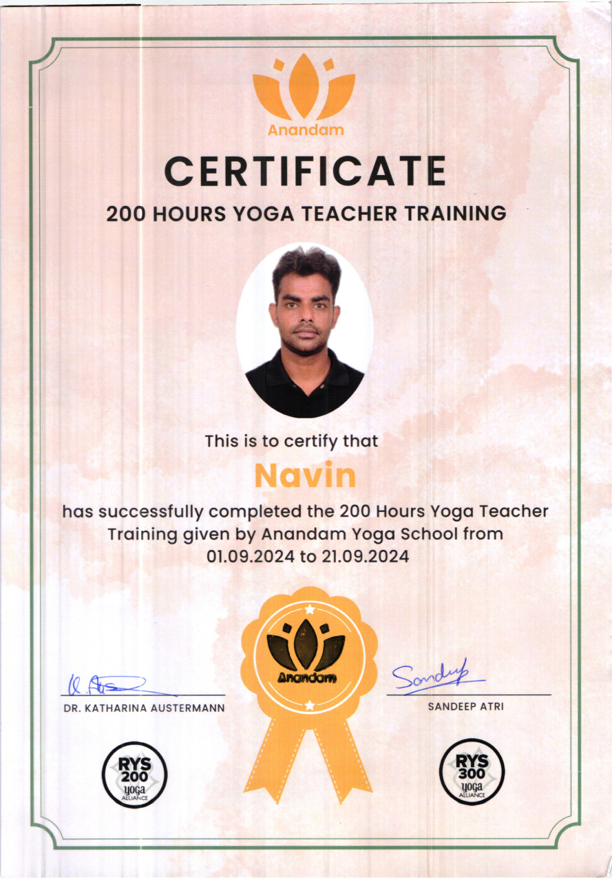 200 hours yoga teacher training from Anandam Yoga School